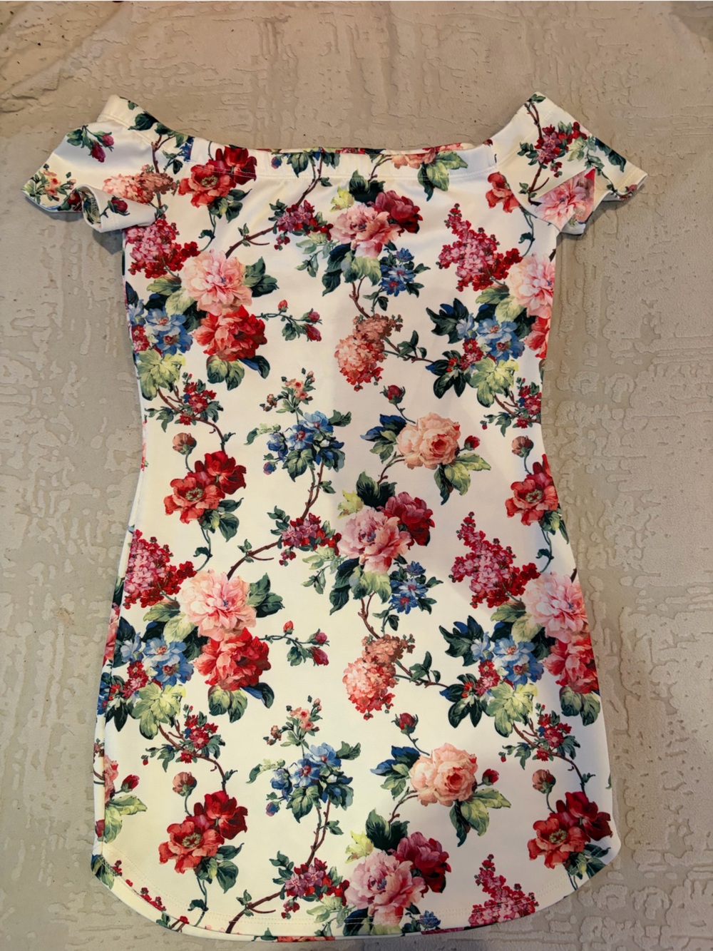 Lovely Day Floral Off-Shoulder Dress in White, Red, Pink, Blue, Green